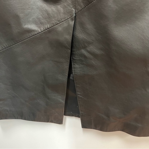 Vintage 80s-90s Sienna New York 100% Leather Seamed Midi Skirt size 10 - Picture 6 of 13